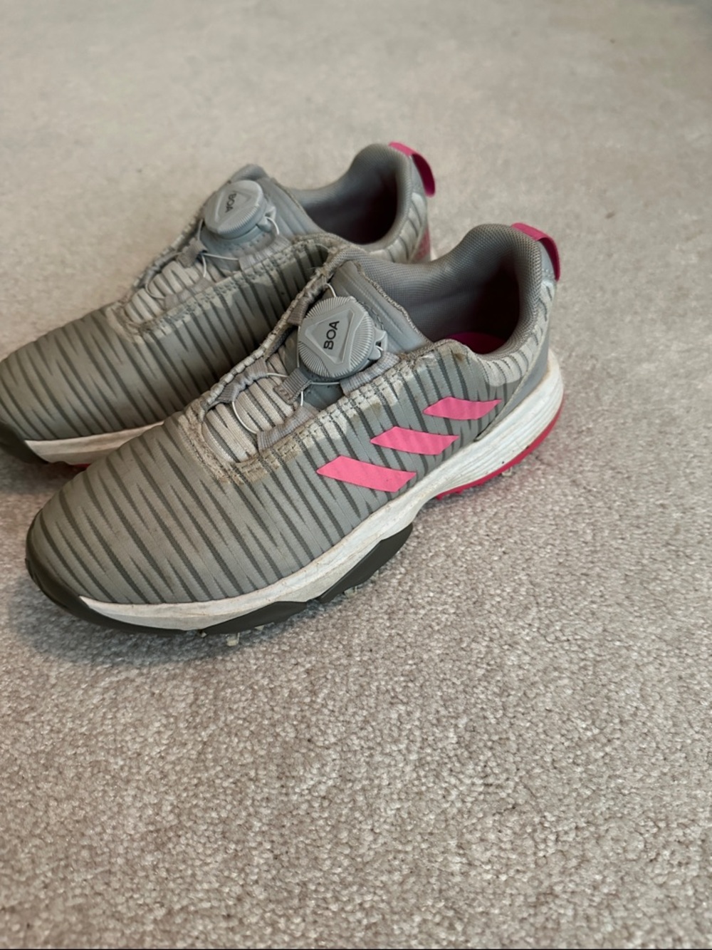 adidas Kids Gray & Pink BOA Dial Athletic Sneakers